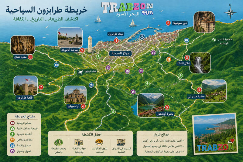 خريطة طرابزون السياحية, جدول الشمال التركي