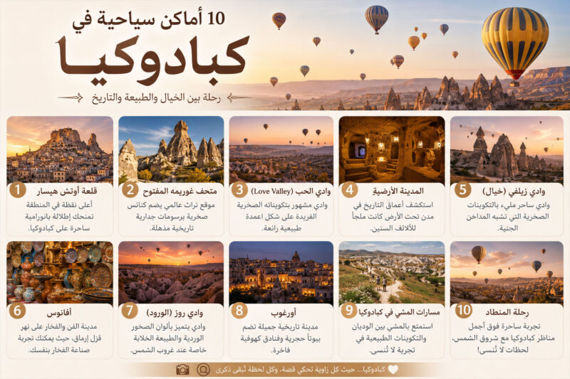 10 أماكن سياحية في كبادوكيا